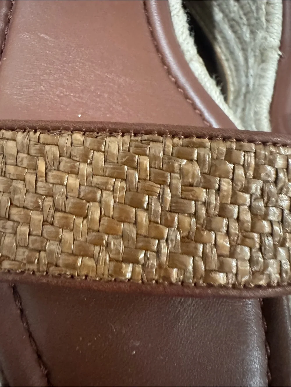 Cole Haan Women's Tan Woven Espadrille Wedge Sandals with Ankle Strap